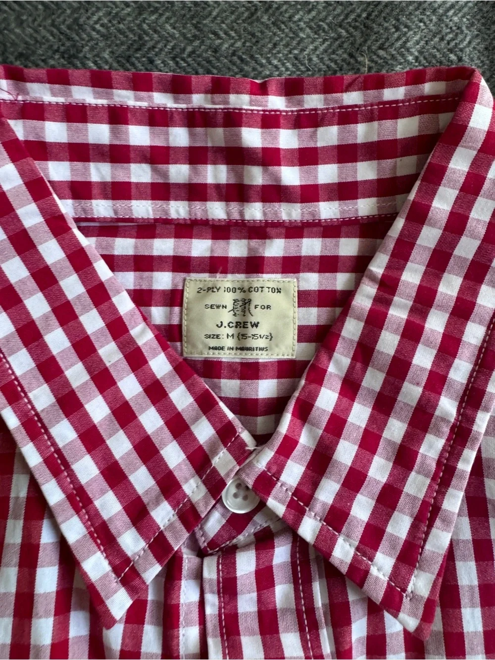 J. Crew Red & White Gingham Button-Down Shirt